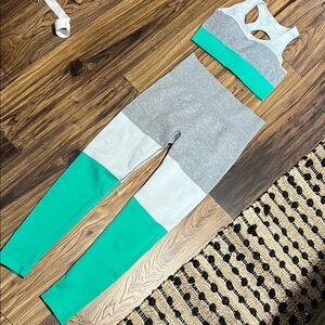 Gray and Teal Colorblock Activewear Set